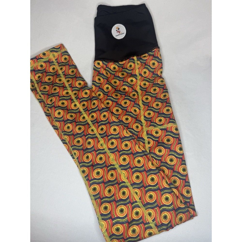Ruva Africa Wear Kumusha Print Athletic Leggings Sz S High Waisted Tribal‎ Color